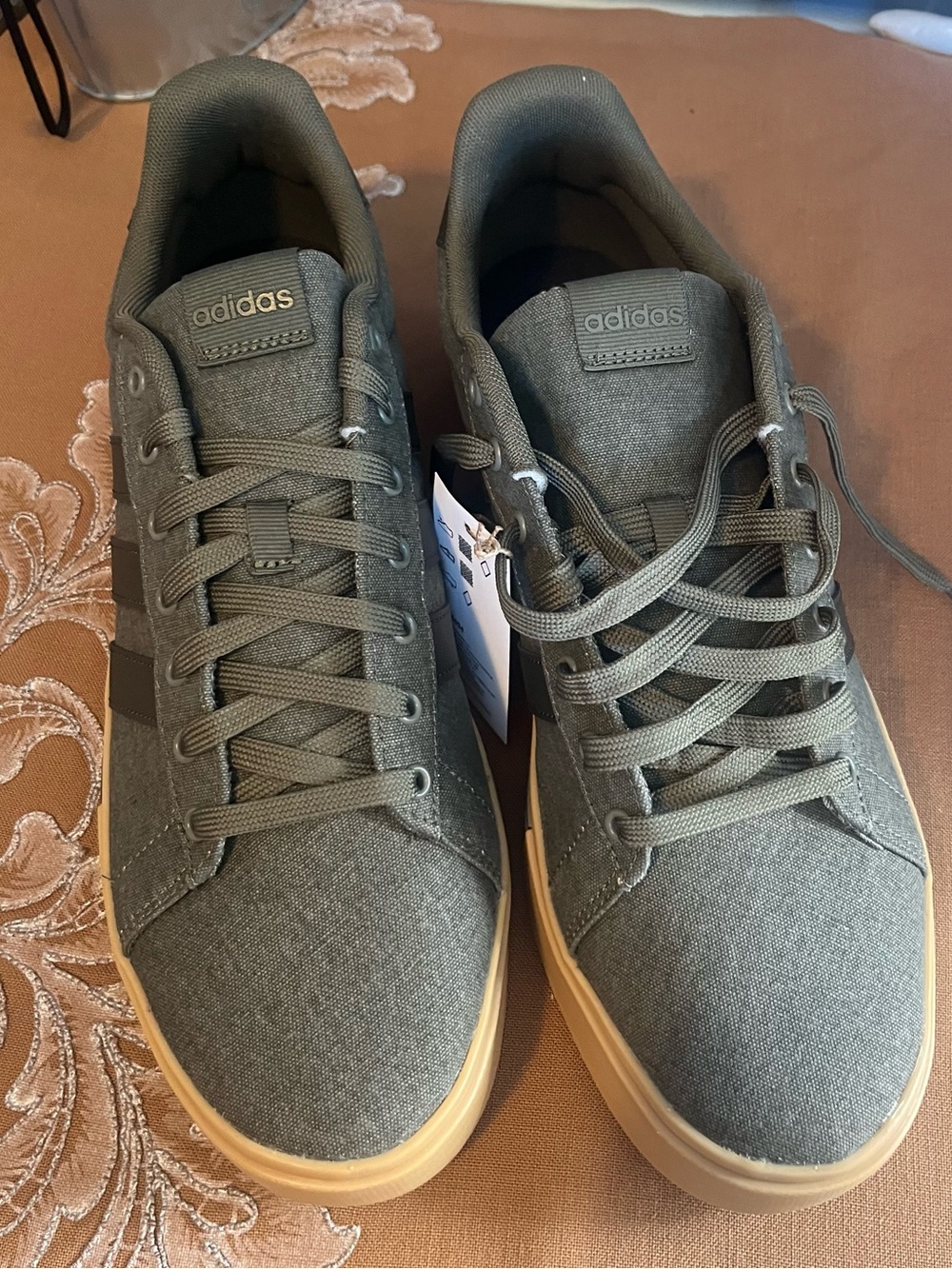 NWT adidas Men’s Olive Green Canvas Sneakers with Gum Outsole